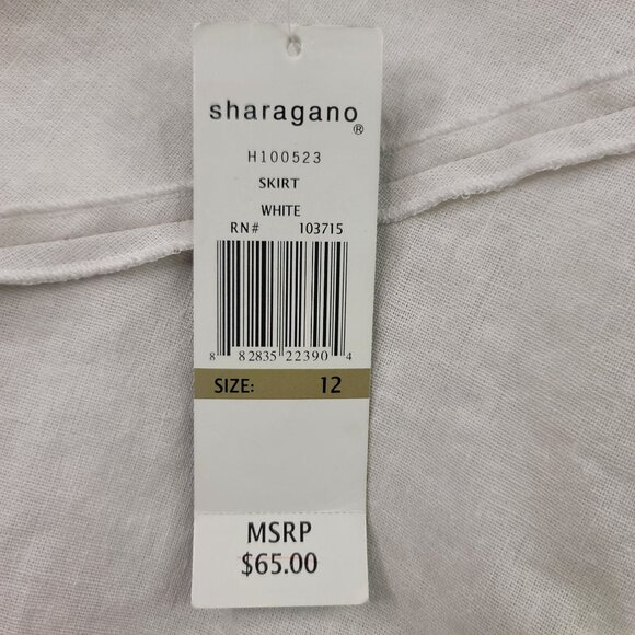 Sharagano White Tiered A-Line Skirt Size 12 Linen Rayon New with Tags *callout - Picture 5 of 8